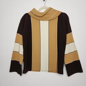 Vintage 70s Womens Sweater Stipe Duet Small Medium Groovy Hippie Rockabilly